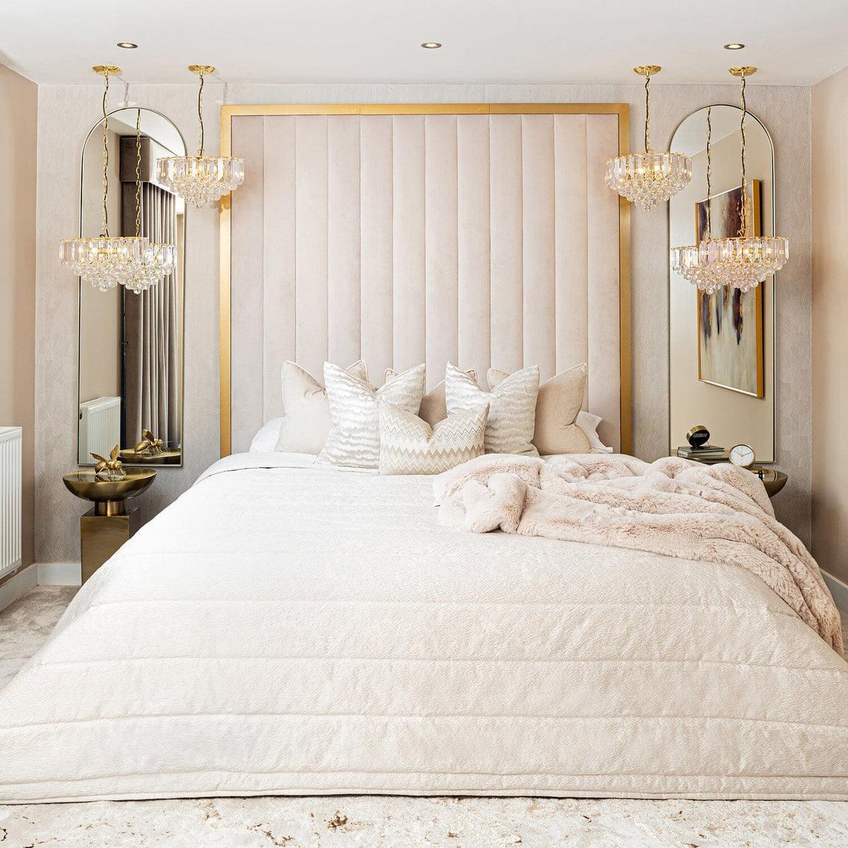 Giulietta Oyster & Gold Channelled Headboard - Couchek